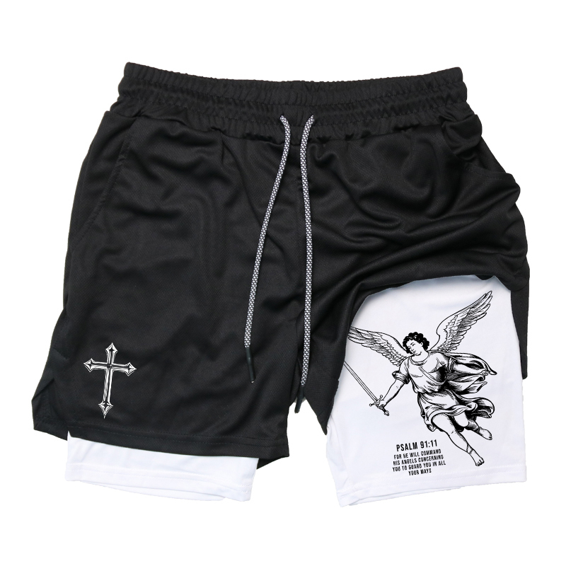 Crossfit Gym - Angel Cross Graphic 2-in-1 Workout-Laufshorts für
