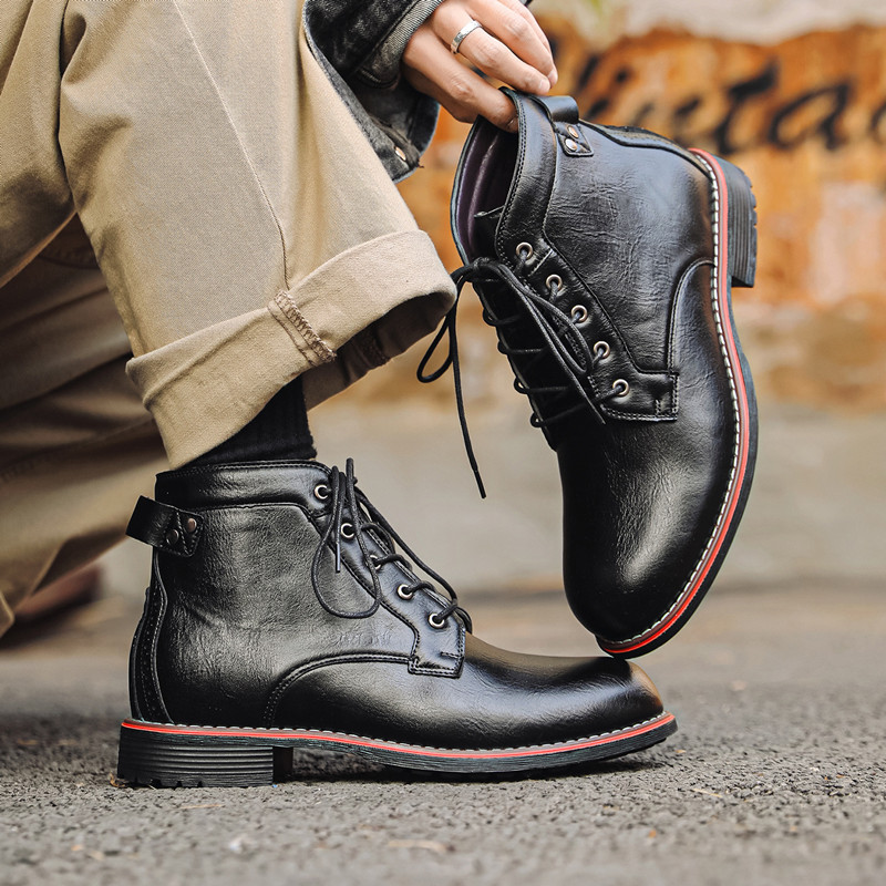 Crossfit Male - Luxuriöse Retro-Herrenschuhe aus Leder, Business-Stiefel für