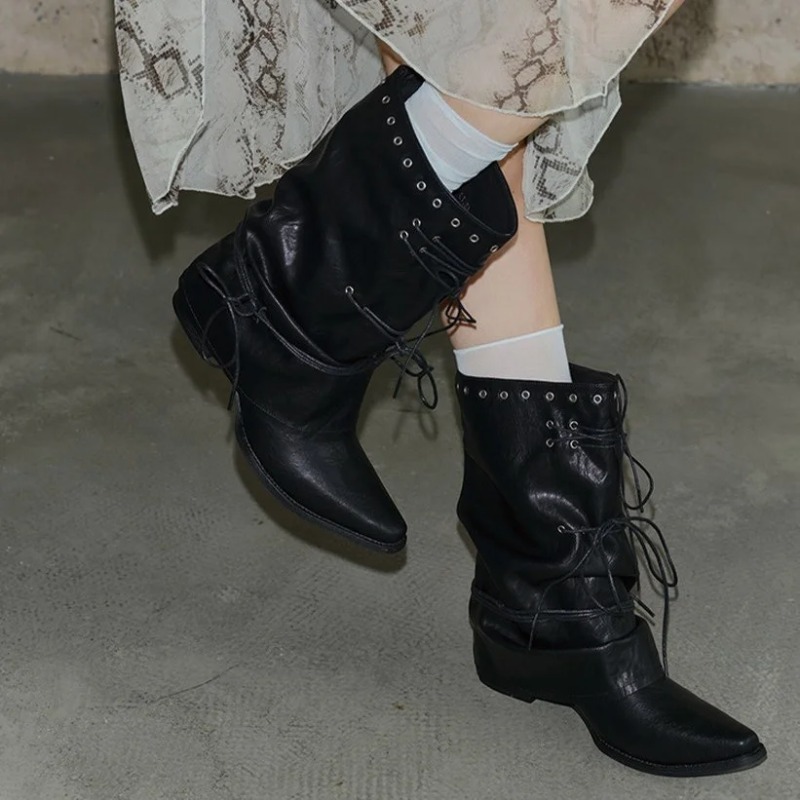 Crossfit Youtube - Damen Western Cowboy Kurzstiefel mit spitzer