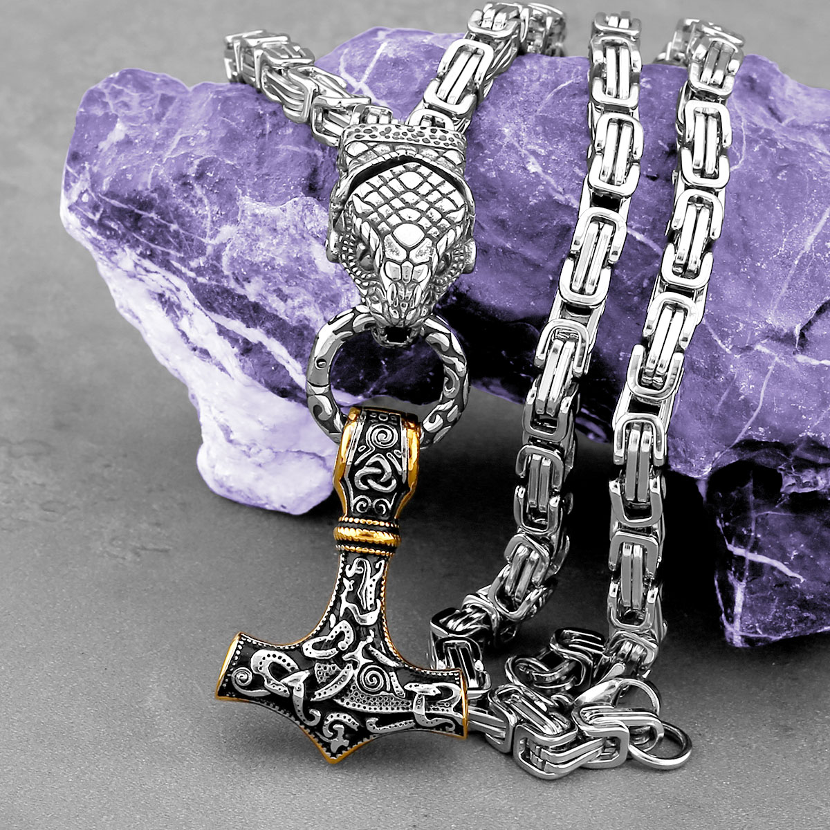 Battle Rope Anchor - Nordic Odin Schlange Kopf Halskette Mode